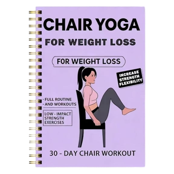 CCOCC Chair Yoga for Weight Loss Book, Workout Log Book Fitness Journal, 5.5" x 8.3" Seated Exercise Notebook, 30 Day Challenge Planner for Seniors, Purple 1 Pack,