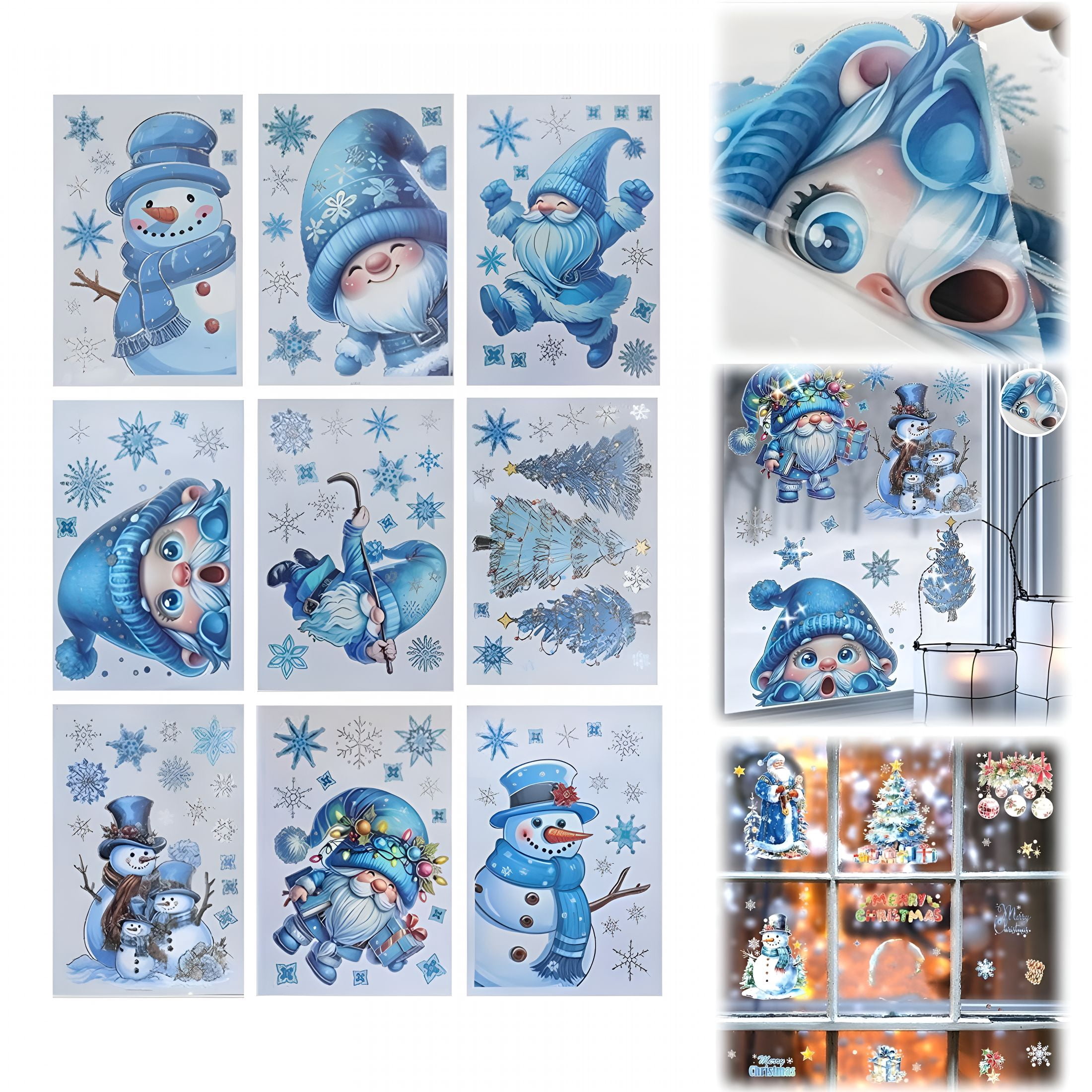 Christmas Rub On Transfers – 12 Sheets Winter Designs For Furniture, Wood, Glass, UV DTF Transfer, 5.9x5.9 Inch