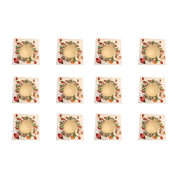 CCOCC Christmas Snack Gift Box,15X15X8Cm Food-Grade Cardboard Baking Packaging,4 Styles Holiday Cake Cookie Box with Display Window,Set of 12