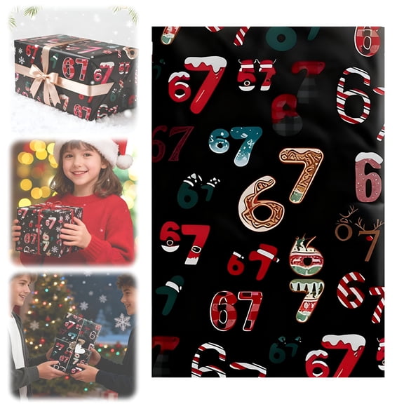 CCOCC Christmas Wrapping Paper,Funny Teen Holiday Wrap Santa Giftwrap Festive Wrapping Papers,Number 67 Wrapping Paper Christmas