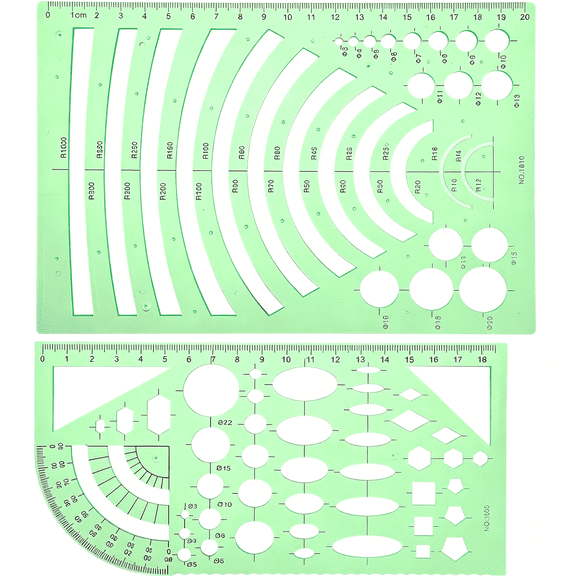 CCOCC Circle Template for Drawing Drafting,Geometric Stencils for Painting Circle/Geometric Drawings Templates Plastic Green Transparent Geometry Drawing Tool for Office Supplies