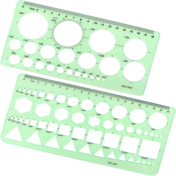 CCOCC Circle Template Measuring Geometry Ruler Geometric Drawings Stencils Rulers Scale Drafting Digital Drawing Set for Office and School Building Formwork Drawings Templates, 2 Pack