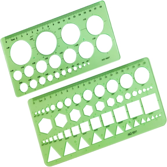 CCOCC Circle Templates Geometric Drawings Drafting Stencils Measuring Tools Artist Design Drawing Aid Tool Geometry Ruler,2 Pack