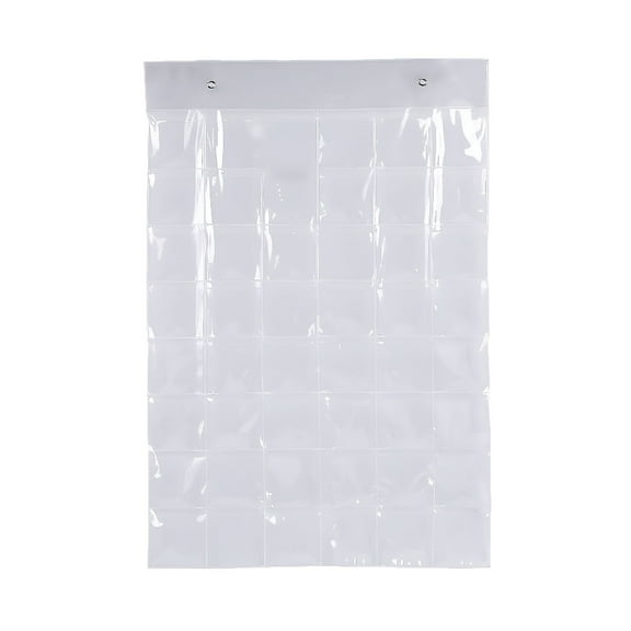 CCOCC Classroom Pocket Charts Clear Hanging Organizer Bag With 48 Pockets Transparent Pocket Chart For Door Closet Storage Ideal For Word Cards Cell Phones And Classroom Supplies Storage