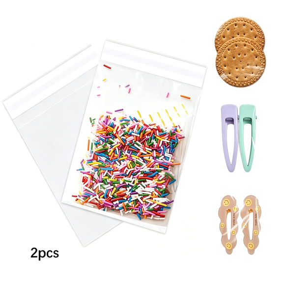 CCOCC Clear Self-Sealing Cellophane Bags, 2X3 Inches 200 Counts, Small Plastic Bags, Mini Sealable Bags for Jewelry, Treats, Gifts & Crafts Mini Sealable Small Cellophane Bags 2X3