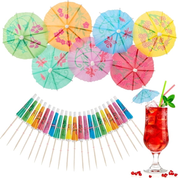 CCOCC Cocktail Umbrellas 50Pack Drink Umbrellas for Drinks,Paper Mini Umbrella for Drinks Hawaiian Cupcake Toppers Cocktail Garnishes Colorful Paper Toothpicks for Party Decorations