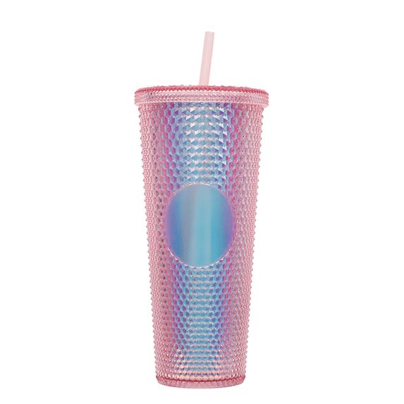 CCOCC Coffee Tumbler,Double-Layer Insulated Travel Coffee Mug,Reinforced Smoothie Cup,Creative Large Capacity Cup,Pink