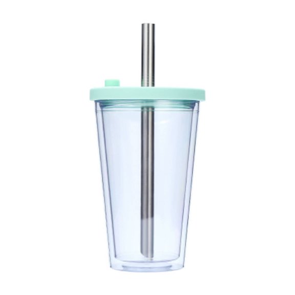 CCOCC Coffee Tumbler,Practical Double-Layer Travel Coffee Mug,Clear Smoothie Cup for Everyday Use