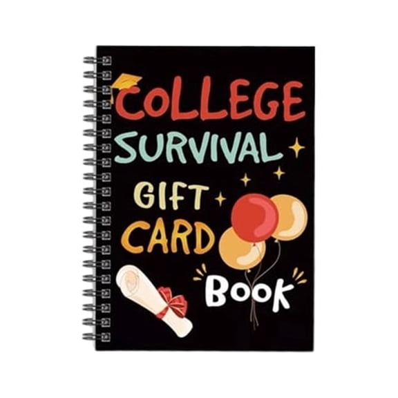 CCOCC College Survival Gift Card Book Spiral Bound Graduation Themed Notebook for Students with Durable Cover