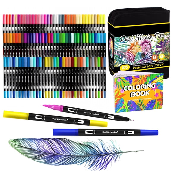 CCOCC Color Dual Tip Art Markers Set - Water-Based Coloring Pens for Calligraphy,Drawing,Sketching,Coloring,Bullet Journaling - Fine Liner and Brush Tips - Ideal for Artists,Students,and DIY Art