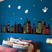 CCOCC Colorful City Skyline Building Silhouette Wall Decals Stickers Wall Stickers