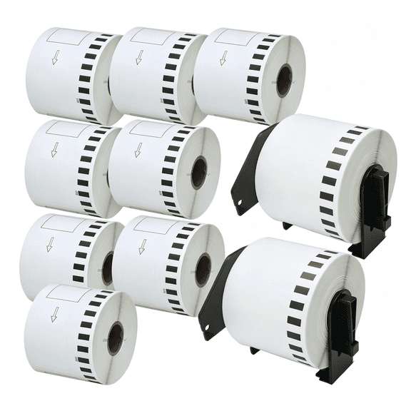 CCOCC Compatible Continuous Labels Replacement for Dk-2205 (2.4 in X 100 Ft), Use with Ql Label Printers [10 Rolls + 2 Reusable Cartridges] 10 Rolls Label Printer Paper