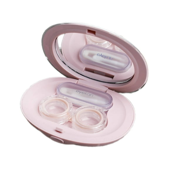 CCOCC Contact Lens Case,Compact Box Eyeglass Case,Stylish Case Lens Care Contact Lens Storage Supplies,Pink Button