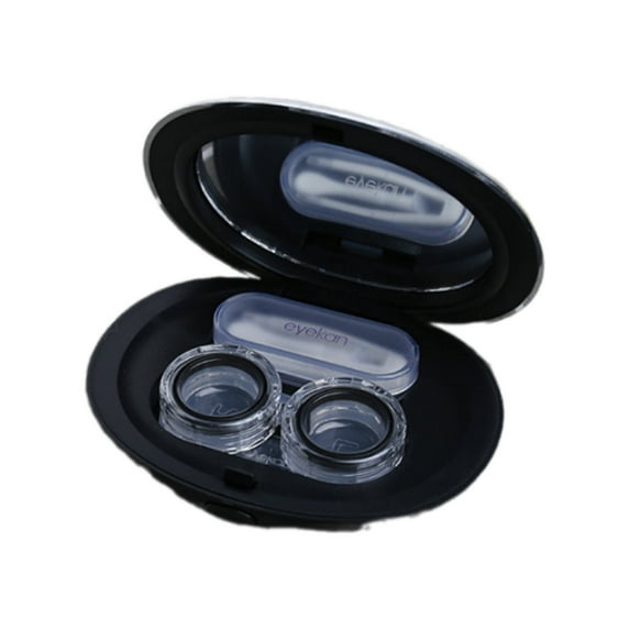 CCOCC Contact Lens Case,Fashion Case Contact Cases,Easy Carry Eye Storage Eyeglass Case,Black Button