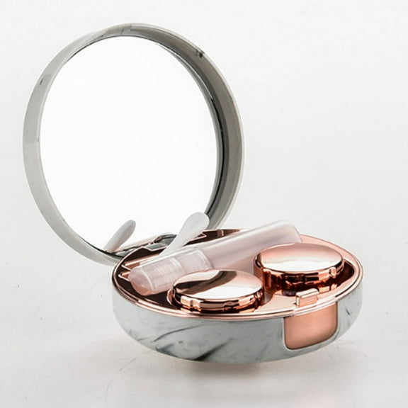 CCOCC Contact Lens Case,Glamorous Starry and Dual-Compartment Storage Eyeglass Case,Circular and Travel-Ready Contact Lens Storage Supplies,Pink