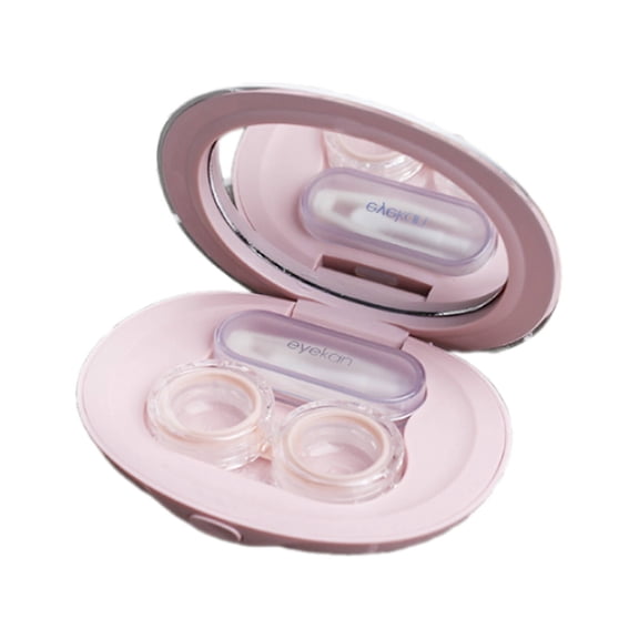 CCOCC Contact Lens Case,Stylish Storage Travel Contact Lens Box,Dual Compartments Eye Care Contact Lenses Storage Box,Pink Magnet