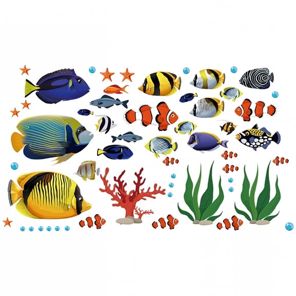 CCOCC Coral Reef Fish Wall Stickers for Kids, Peel and Stick
