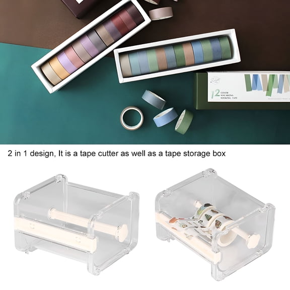 CCOCC Creative Transparent Adhesive Tape Dispenser Office Desktop Washi Tape Holder with Cutter White