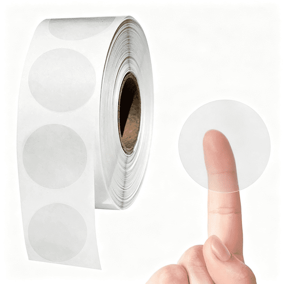 CCOCC Crystal Clear Transparent 1" Round Stickers, Envelope Tab Sealer and Retail Package Round Clear Seal Labels Self Adhesive, 1000 Stickers Per Roll Envelope Sealer