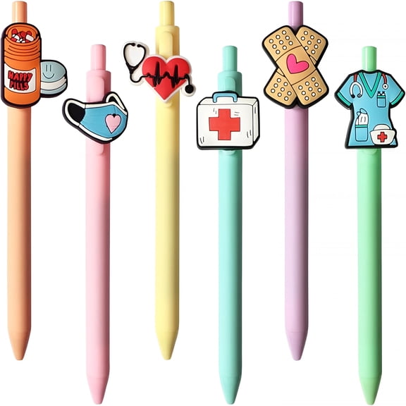 CCOCC Cute Nurse Pens Funny Medical Accessories 0.5mm Black Ink Gel Pen Set Nursing Student Essentials Nurse Week Gifts