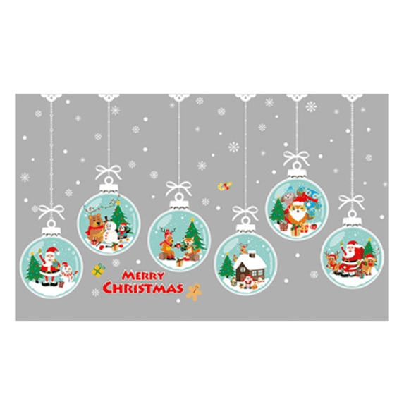 CCOCC Cute Room Decor Environmental Friendly Wall Decals Electrostatic Adsorption Wall Decals Peel and Stick,Christmas Colorful Hanging Balls