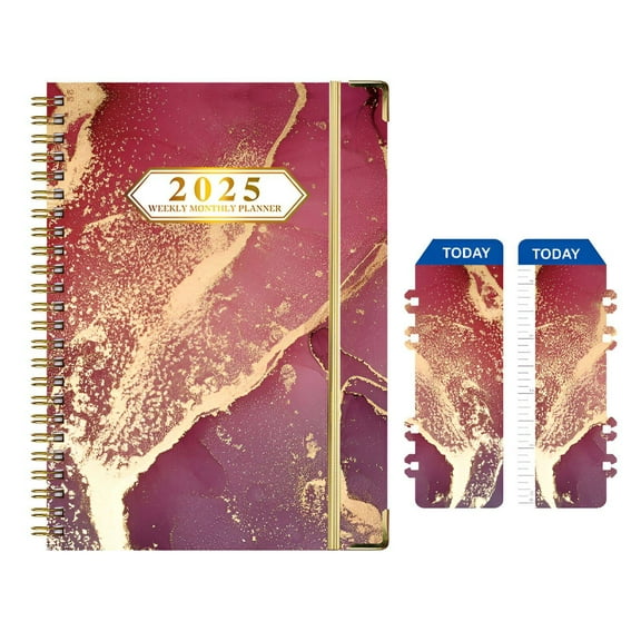 CCOCC Daily Planner 2025,Flexible Wire Binding Pocket Calendar 2025,Simple Page Navigation Small Calendar 2025,Style2,A5