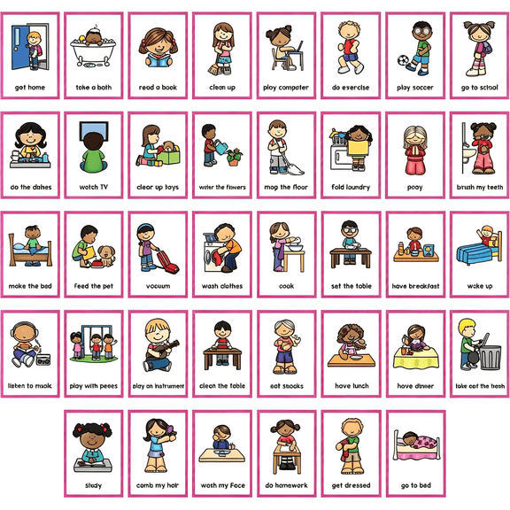 CCOCC Daily Routines Learning Flashcards,High Frequency Words,Beginning Reading,Kindergarten to 1St,Esl Teaching Materials,Autism Learning Materials,Vocabulary Building,20 Cards,38 Words