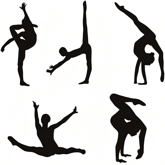 CCOCC Dancer Wall Decal Dance Gym Decor (Set of 5 Pieces) | Sport Art Wall Sticker Home Decoration for Living Room Bed Room Girls Room Sport Art Gymnastics Stickers