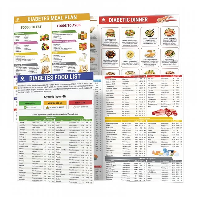 CCOCC Diabetic Food Chart,Diabetes Chart,2 Count Wall Chart with Meal ...