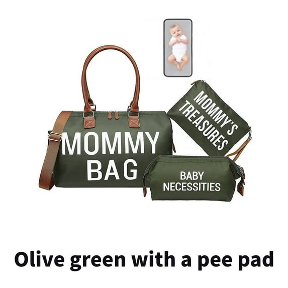 CCOCC Diaper Bag,Three-Piece Set Baby Bag with Diaper,High Insulation Capacity Nursing Bag,Green
