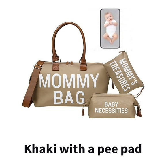 CCOCC Diaper Bag,Three-Piece Set Baby Bag with Diaper,High Insulation Capacity Nursing Bag,Khaki