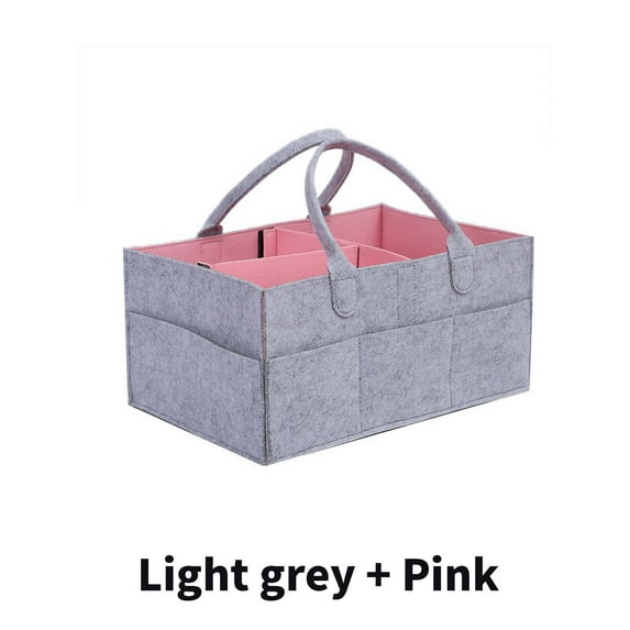 CCOCC Diaper Caddy,Three-Piece Set Diaper Caddy Organizer,Shoulder Bag Baby Diaper Caddy,Light Gray and Pink