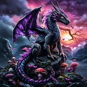 CCOCC Diy Purple Dragon Diamond Art Kits for Adults,5D Diamond Painting Kits|Diamond Dot,Small Gem Painting Kit,Crafts for Adults,Dimond Art Paintings Kit,Crystal Home Wall Decor Gifts 12X16Inch