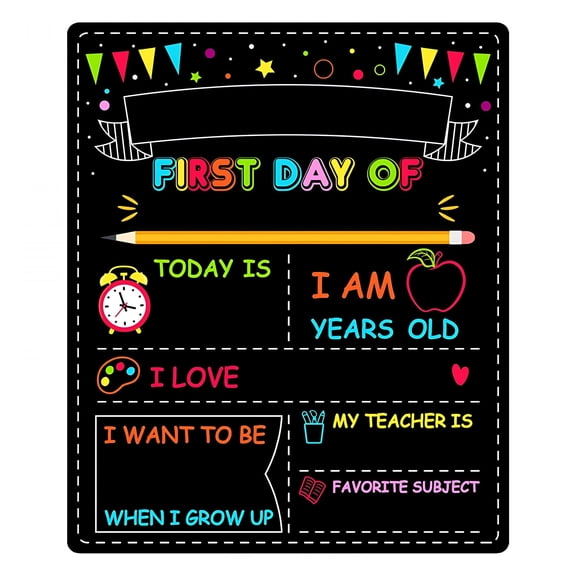 CCOCC Double-Sided First Day of School Sign Board,First Day of School Sign,12X10In Back to School Sign,Painting First&Last Day of Preschool Board,Washable Chalkboard for Kindergarten Pre-K