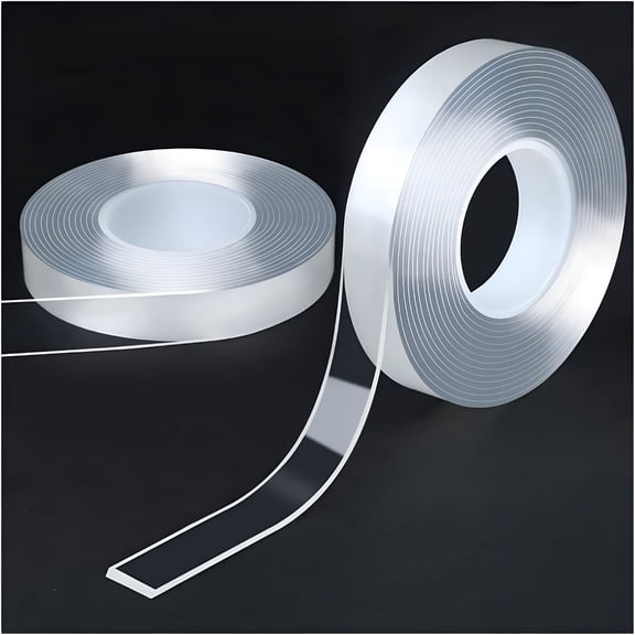 CCOCC Double Sided Tape Heavy Duty (2 Roll Pack),Washable Reusable Non-Marking Tape,Removable Cuttable and Wall for Home,Office,Car,Outdoor Use,Waterproof,2roll 0.59inX9.84ft