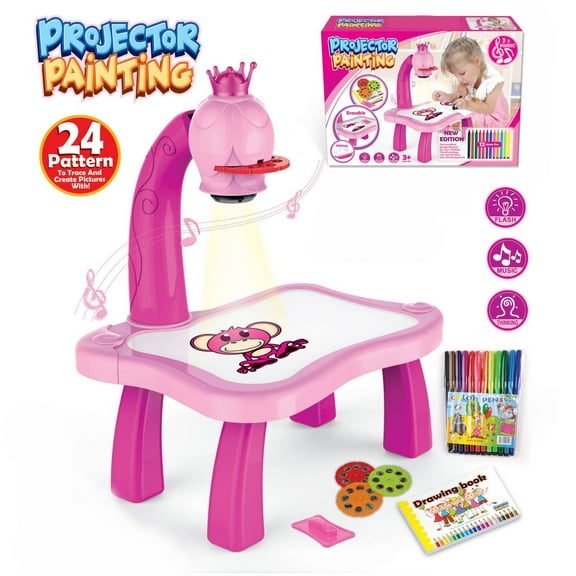 CCOCC Drawing Projector,Interactive and Creative Design Trace and Draw Projector for Kids,Safe and Non-Toxic Materials Kids Projector Drawing,Pink