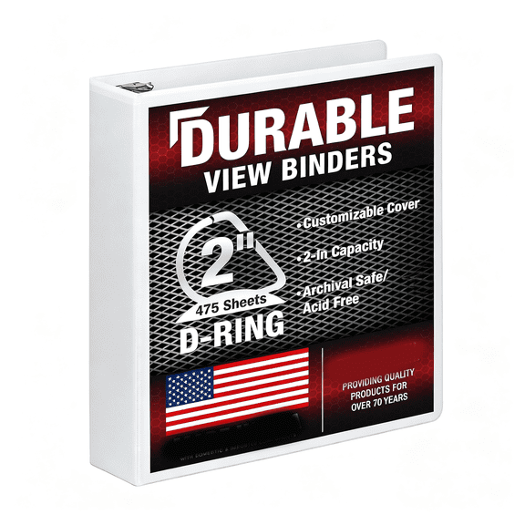 CCOCC Durable 2" 3 Ring Binderd Ring Binder100% Recycled Chipboardbinders 2" White
