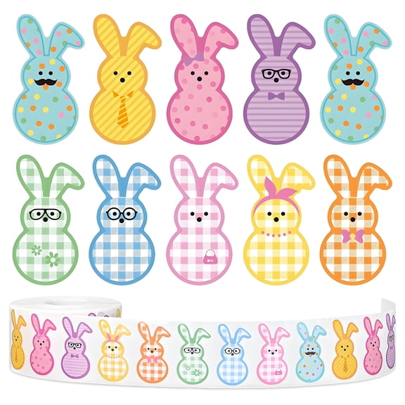 CCOCC Easter Stickers Roll 500 Sheets, Bunny Stickers & Easter Egg Reward Labels, Sticker Rolls for Kids, Bulk Easter Stickers for Crafts, Party Favors, Easter Basket Stuffers
