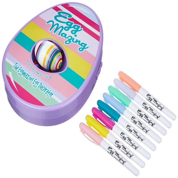 CCOCC the Egg Decorator Easter Egg Decorator Kit-Arts and Crafts Set-Includes Egg Decorating Spinner and 8 Colorful Quick Drying Non Toxic Markers (Purple)