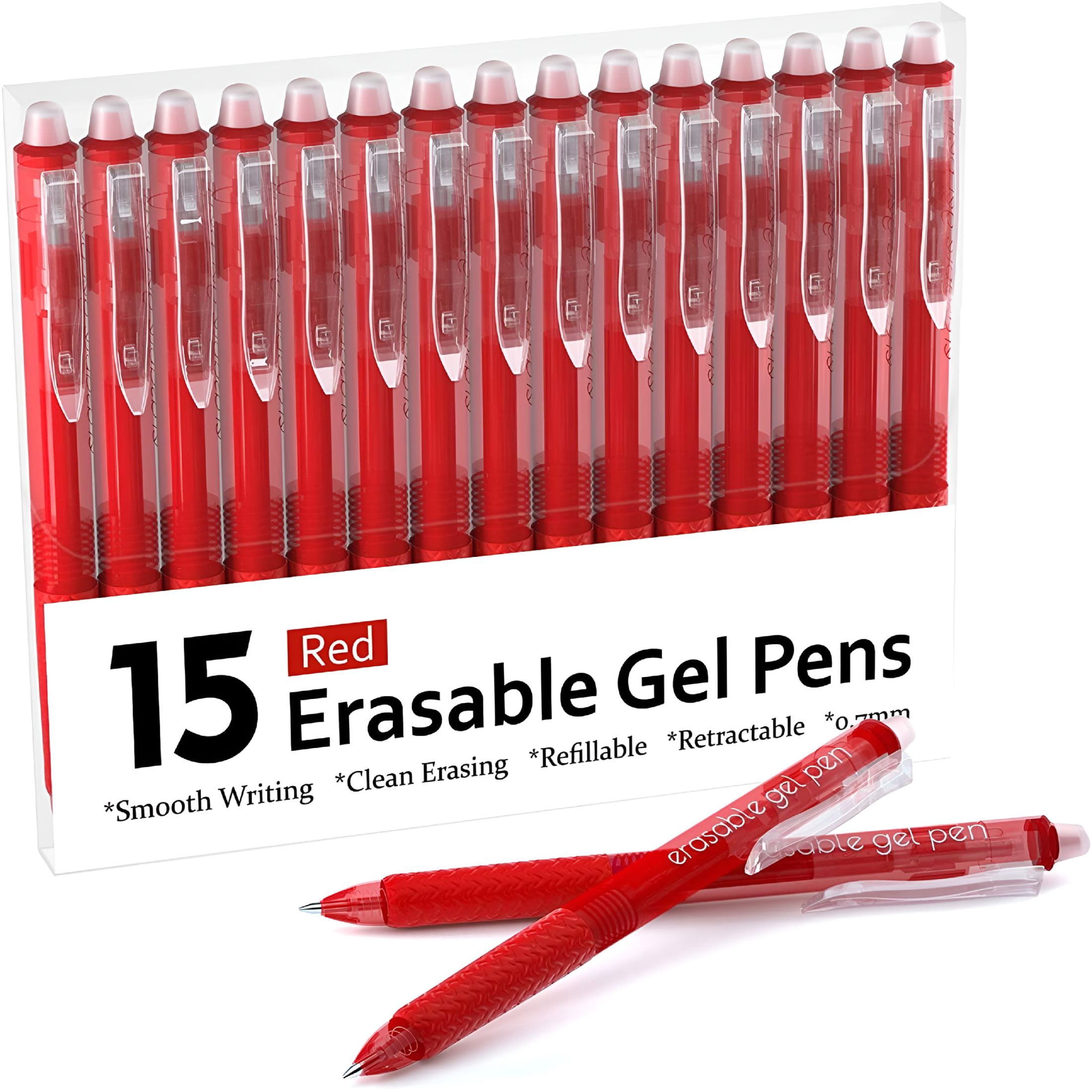 CCOCC Erasable Gel Pens, 15 Pack Red Retractable Erasable Pens Clicker ...