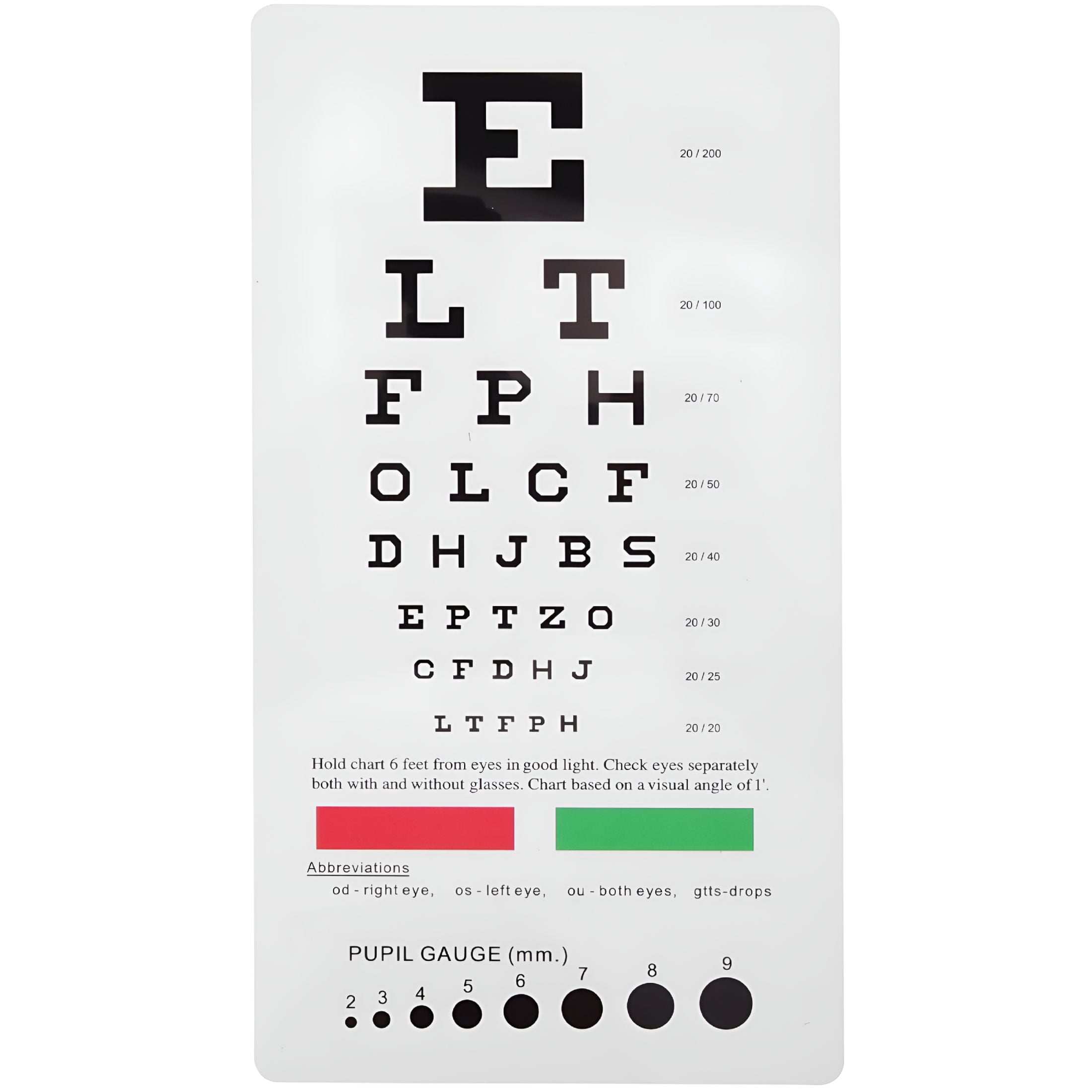 CCOCC Eye Chart for Testing Double Sided Portable Vision Chart Assorted ...