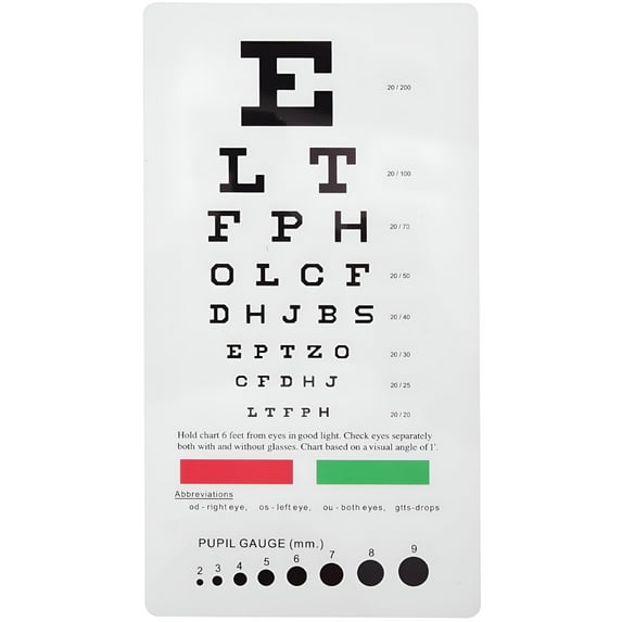 CCOCC Eye Chart for Testing Double Sided Portable Vision Chart Assorted Color Small Size