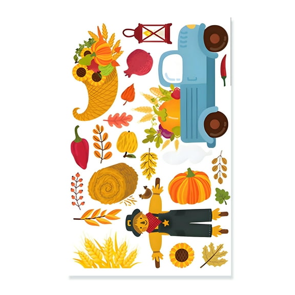 CCOCC Fall Window Clings,Diverse Design Combinations Window Decals for Glass Windows,Hassle-Free Removal Fall Window Clings for Glass Windows,Style3
