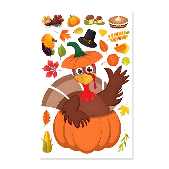 CCOCC Fall Window Clings,Festive Turkey Designs Window Decals for Glass Windows,Easy Peel-And-Stick Fall Stickers,Style1