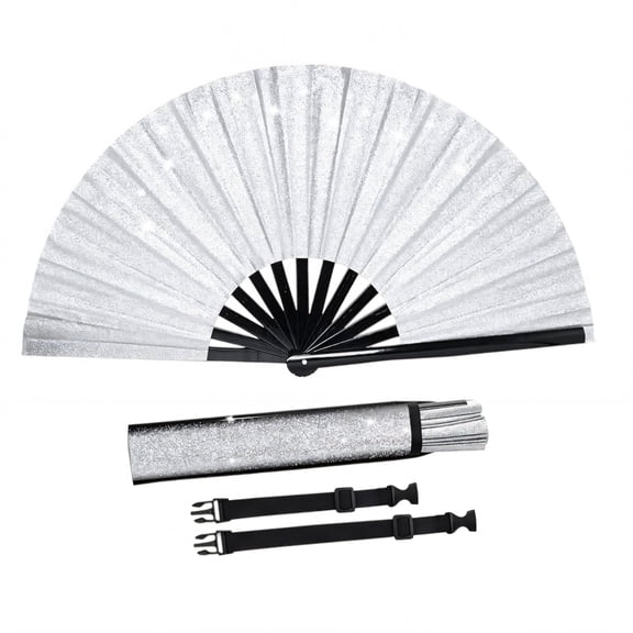 ACDANC Fans for Line Dancing,Boots on the Ground Hand Fan,Hassle-Free Unfolding Dancing Fans,Silver