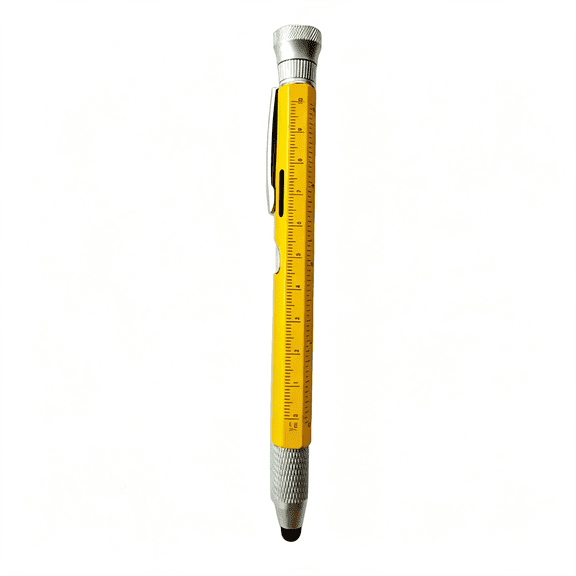 CCOCC Fathers Day for Men Multi Tool Pen 12 in 1 Cool Stuff Gadgets Gifts for Husband Birthday Personalized Gift for Dad Fidget Construction Pen with Small Screwdriver,Level,Ruler,Led Light,Yellow