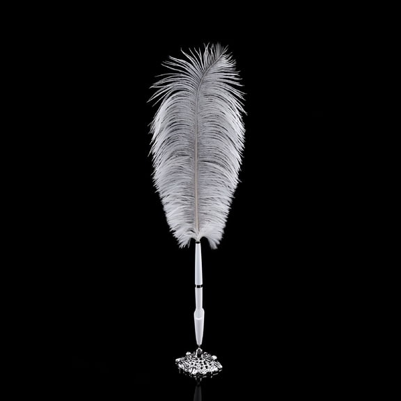 CCOCC Feather Wedding Quill Signing Ballpoint Writing Pen With Metal Holder