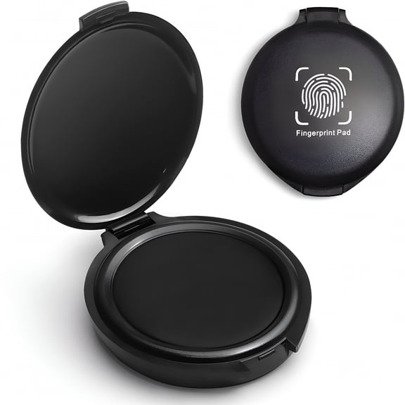 CCOCC Fingerprint Ink Pad Round Quick Drying Stamp Pad Ink Pad Thumbprint Ink Pads for Banks,Notary,Notarization Black