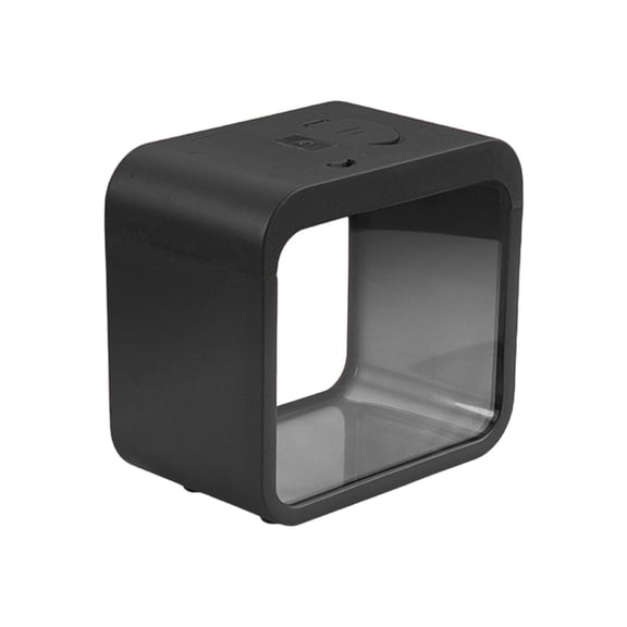 CCOCC Fish Tank,Leakproof One-Piece Design Betta Fish Tank,Battery Powered Led Light Innovative Feed Window Design Beta Fish Aquariums,Black,5.91*5.91*5.91In