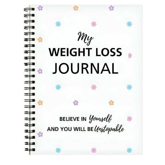 CCOCC Fitness Diary Planner - A5 Weight Loss Journal with Pounds Lost Tracking,Body Measurements Log,Goals and Reflections Sections,Motivational Tracker for Diet and Exercise,White